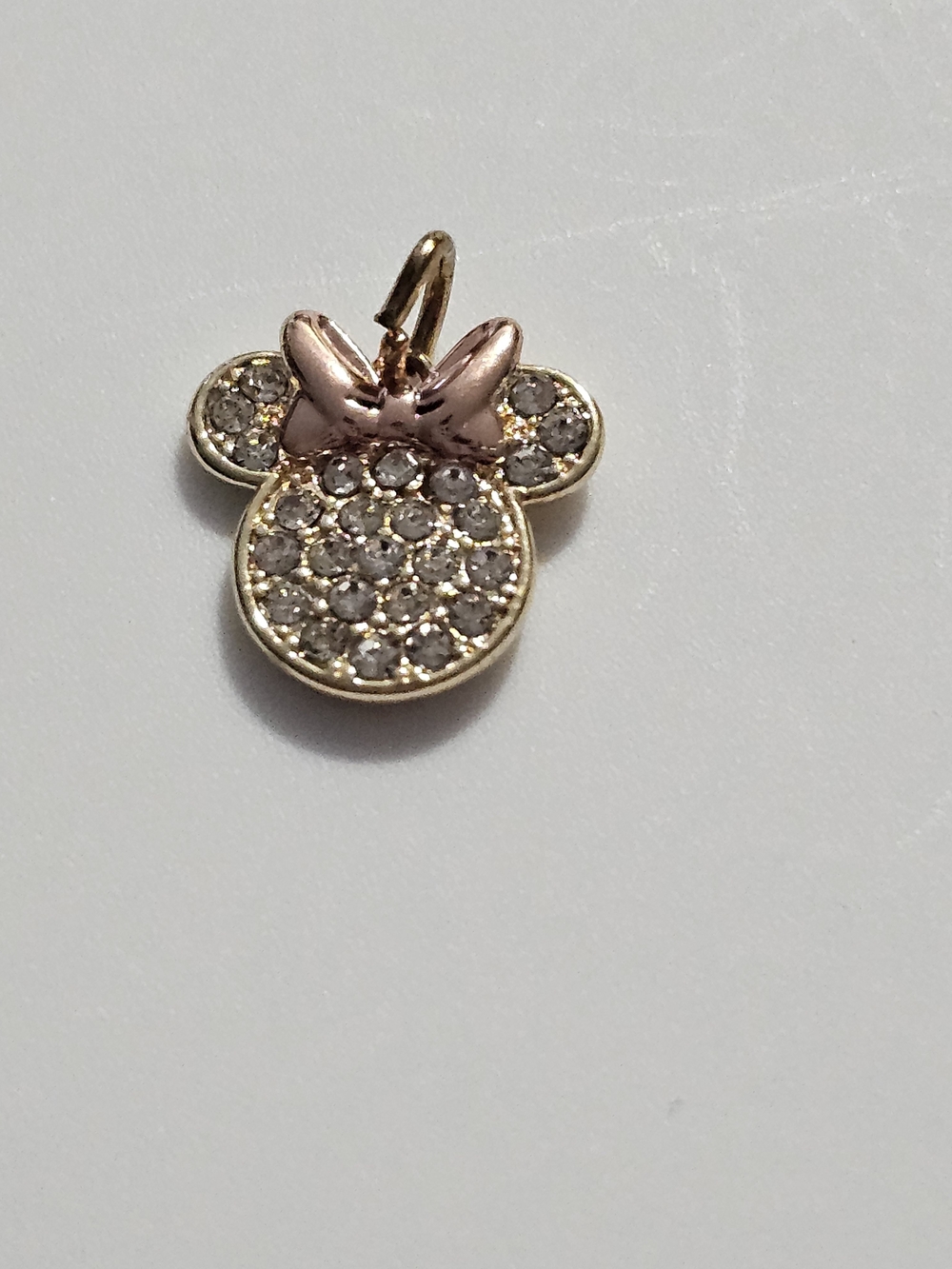 Pave Crystal Minnie Mouse Charm Pendant in Rose Gold and Gold